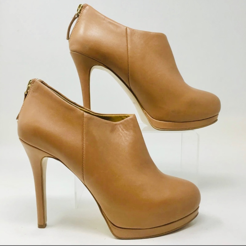 Nine West Shoes Womens 7 Haywire Stilleto Heels Ankle Booties Brown Leather